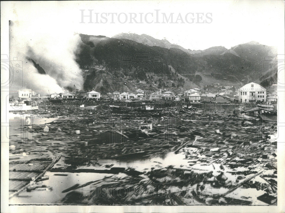 1934 Press Photo Japanese City Damaged After Typhoon Strikes Island - Historic Images