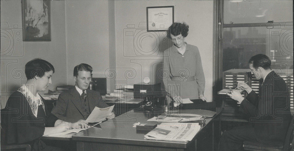 Press Photo Staff at newspaper J Giambalvo,K Mallette,M Fabris,W Wilkalis - Historic Images