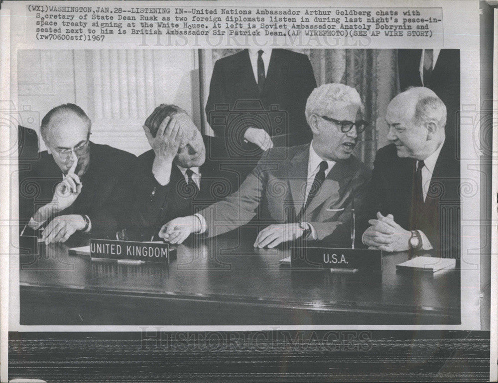 1967 Press Photo United Nations Arthur Goldberg Secretary State Dean Rusk - Historic Images