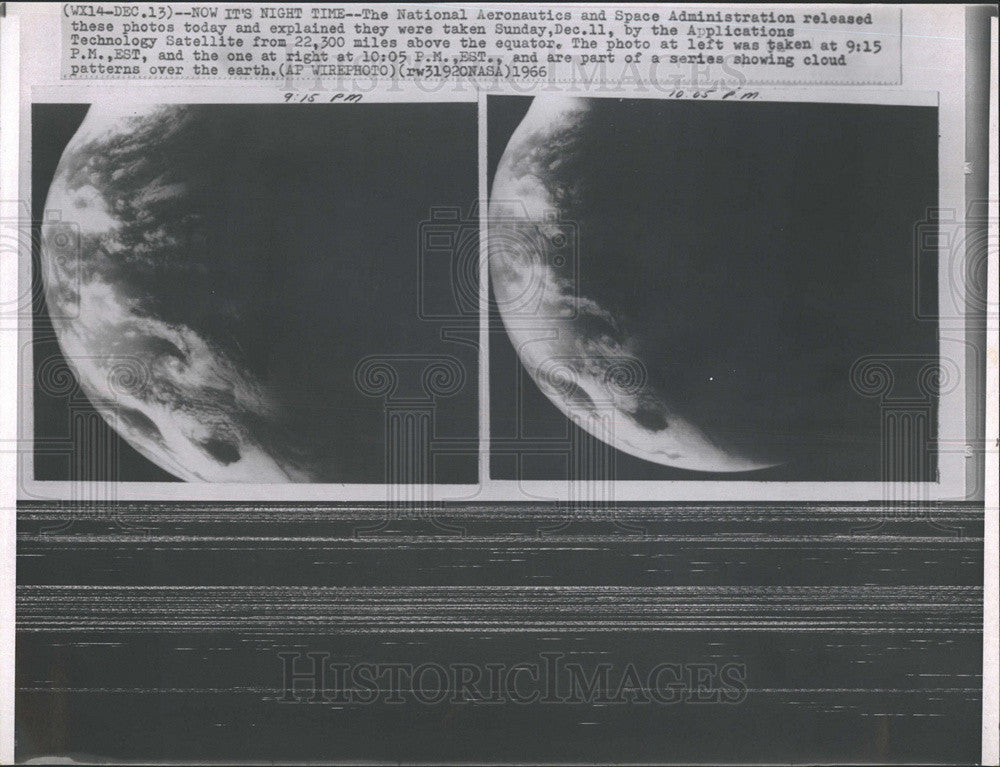 1966 Press Photo Satellite photos from 22,300 miles above the equator - Historic Images