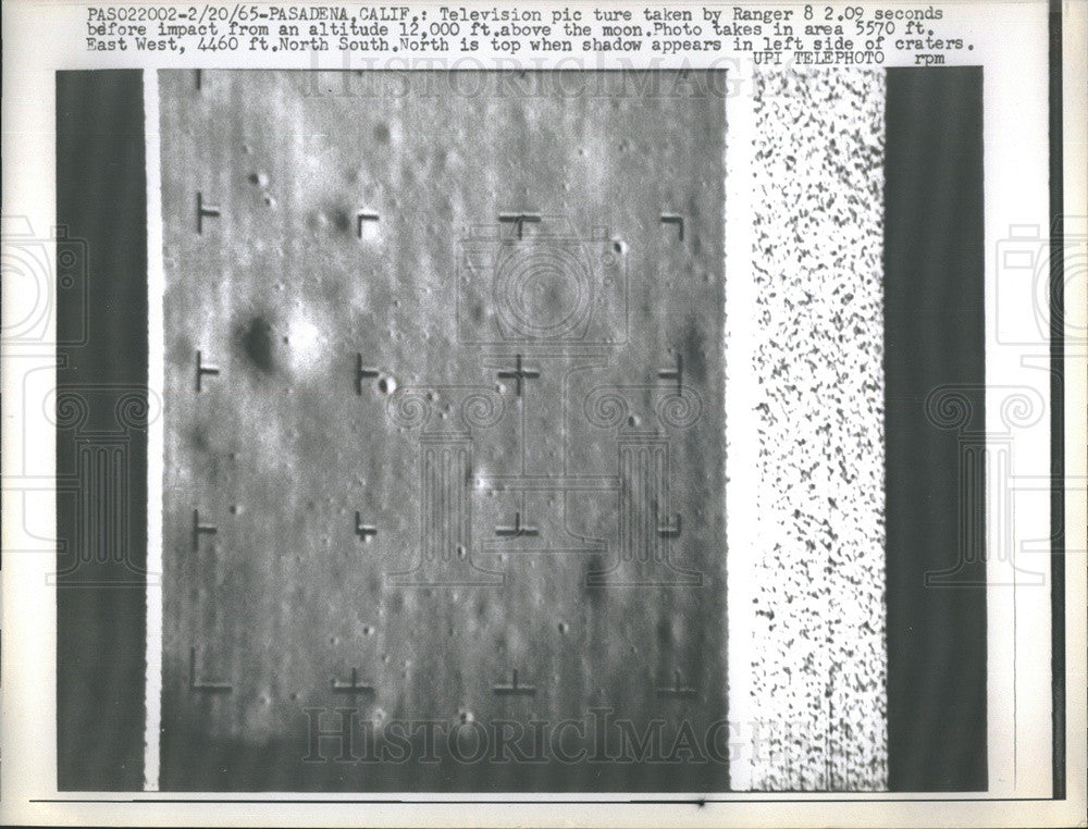 1965 Press Photo Moon surface from Ranger 8 spacecraft - Historic Images