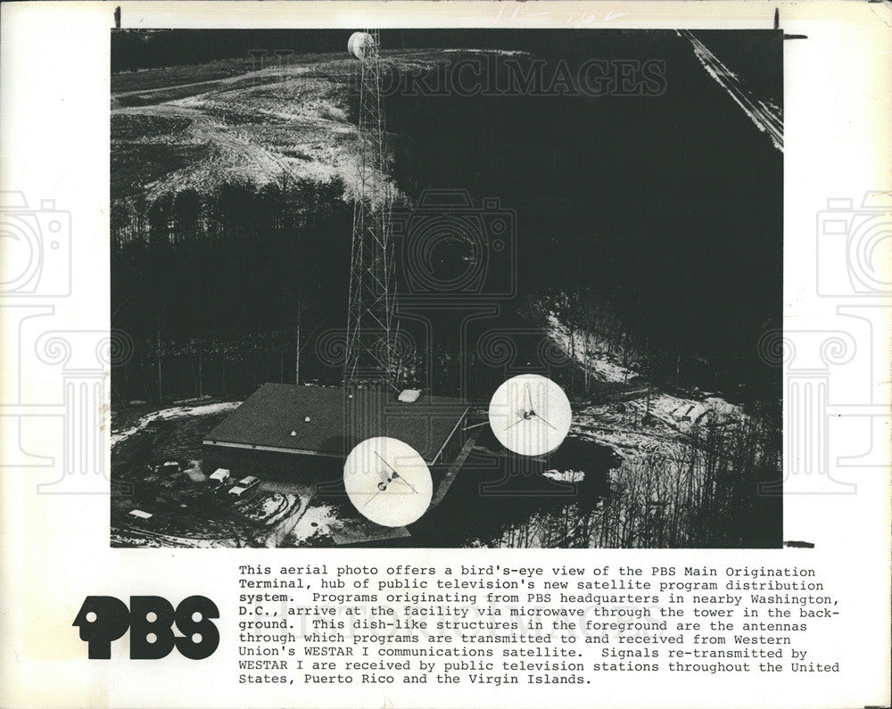 1978 Press Photo PBS Main Origination Terminal, Satellite Program Distribution - Historic Images