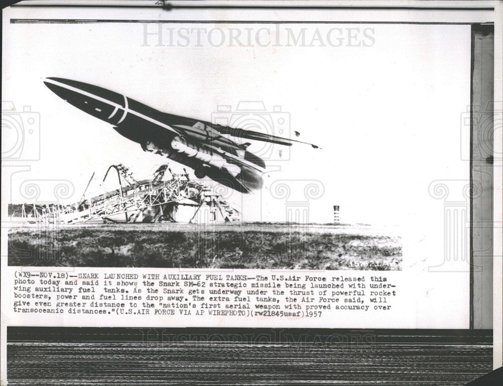 1957 Press Photo US Air Force Snark Guided Missile, SM-62 - Historic Images