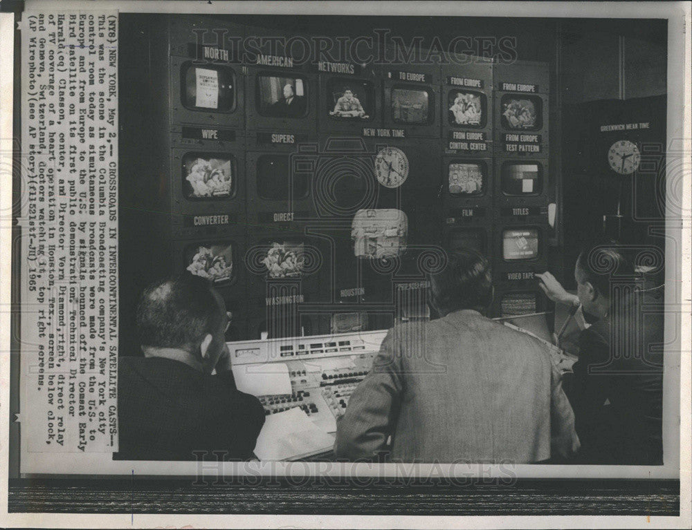 1965 Press Photo US &amp; Europe Receive First Simultaneous Satellite Broadcast - Historic Images