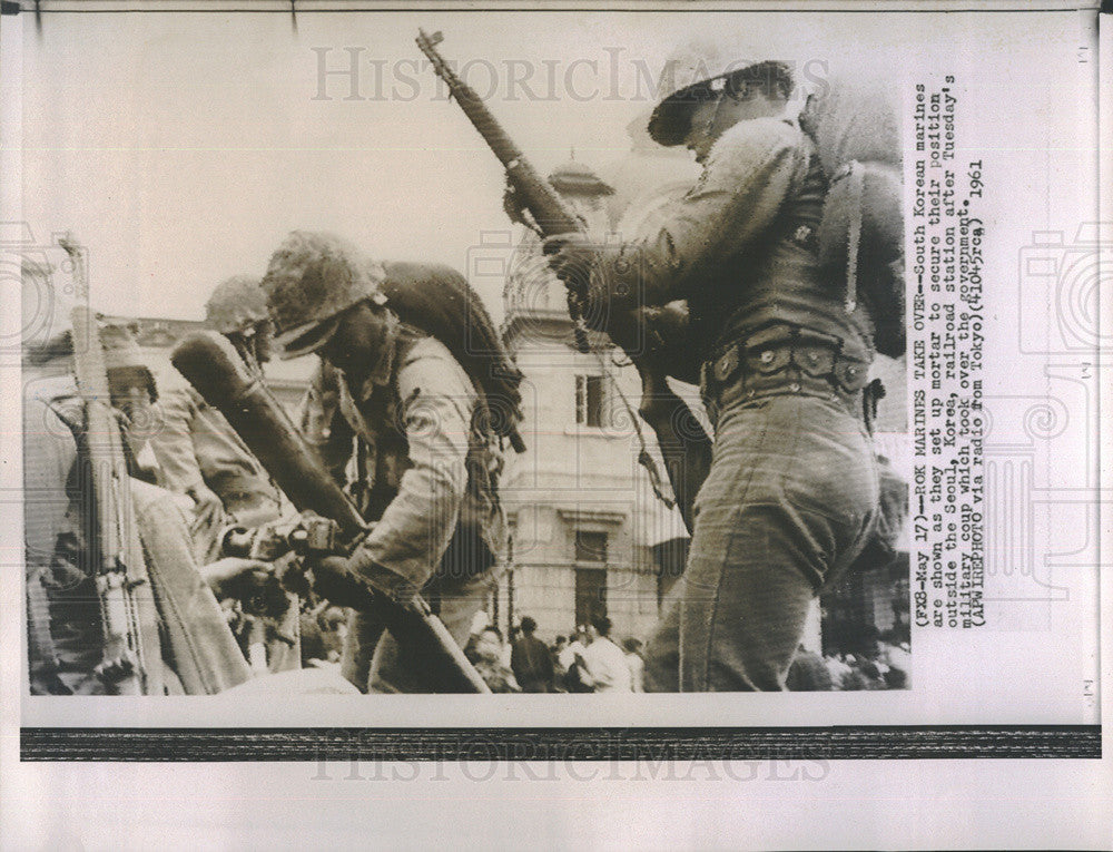 1961 Press Photo South Korean marines, Seoul. - Historic Images