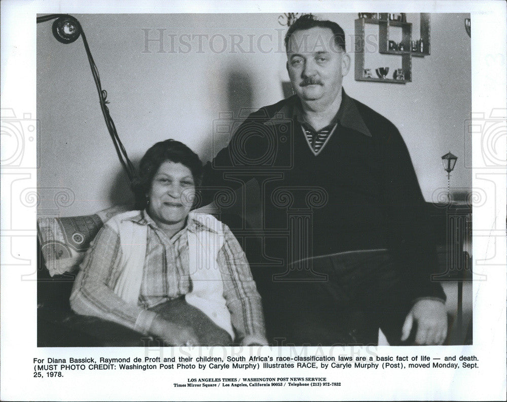 1978 Press Photo Diana Bassick and Raymond de Proft at home in South Africa - Historic Images