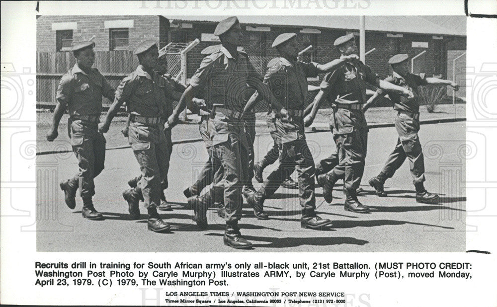 1979 Press Photo Recruits Train For South African Army&#39;s Only All Black Unit - Historic Images