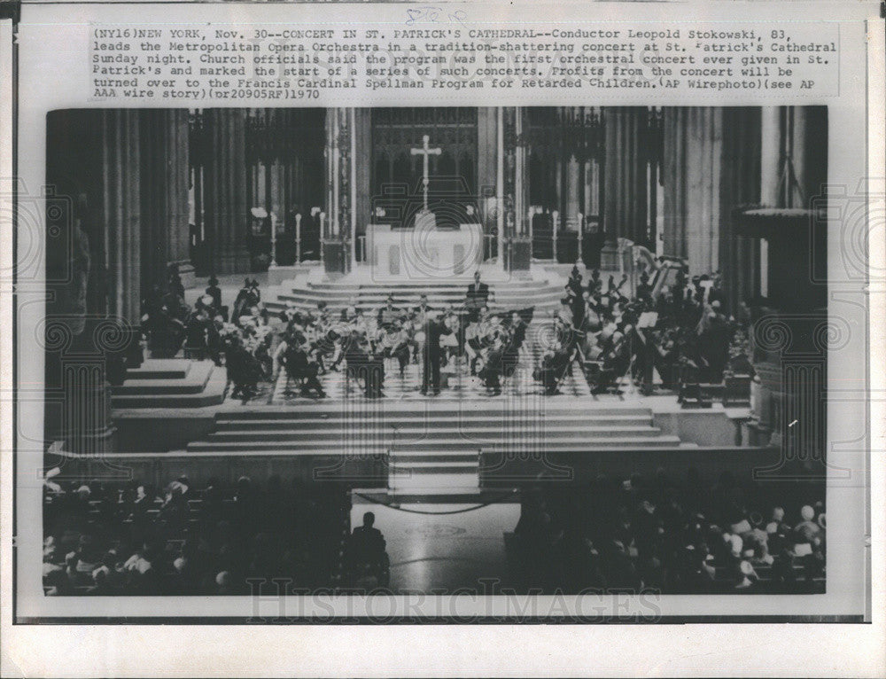 1970 Press Photo Concert in St Patrick&#39;s Cathedral Conductor Leopold Stokowski - Historic Images