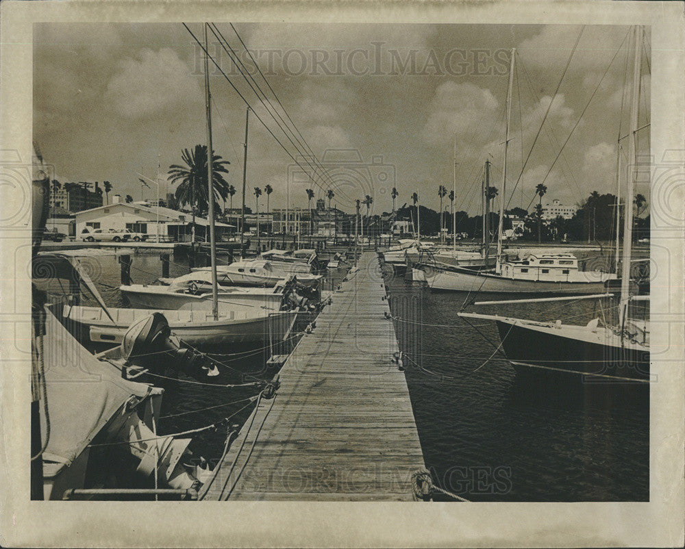 1964 Press Photo Boats Tied To Dock At Sunshine City Boat Club Vinoy Waterfront - Historic Images