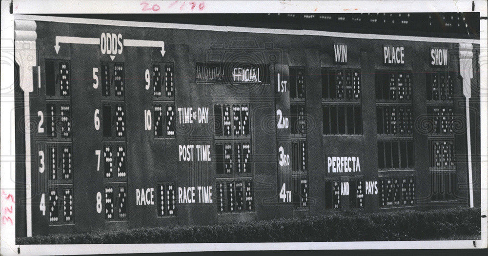 1975 Press Photo Florida Downs Racetrack Oddsboard - Historic Images