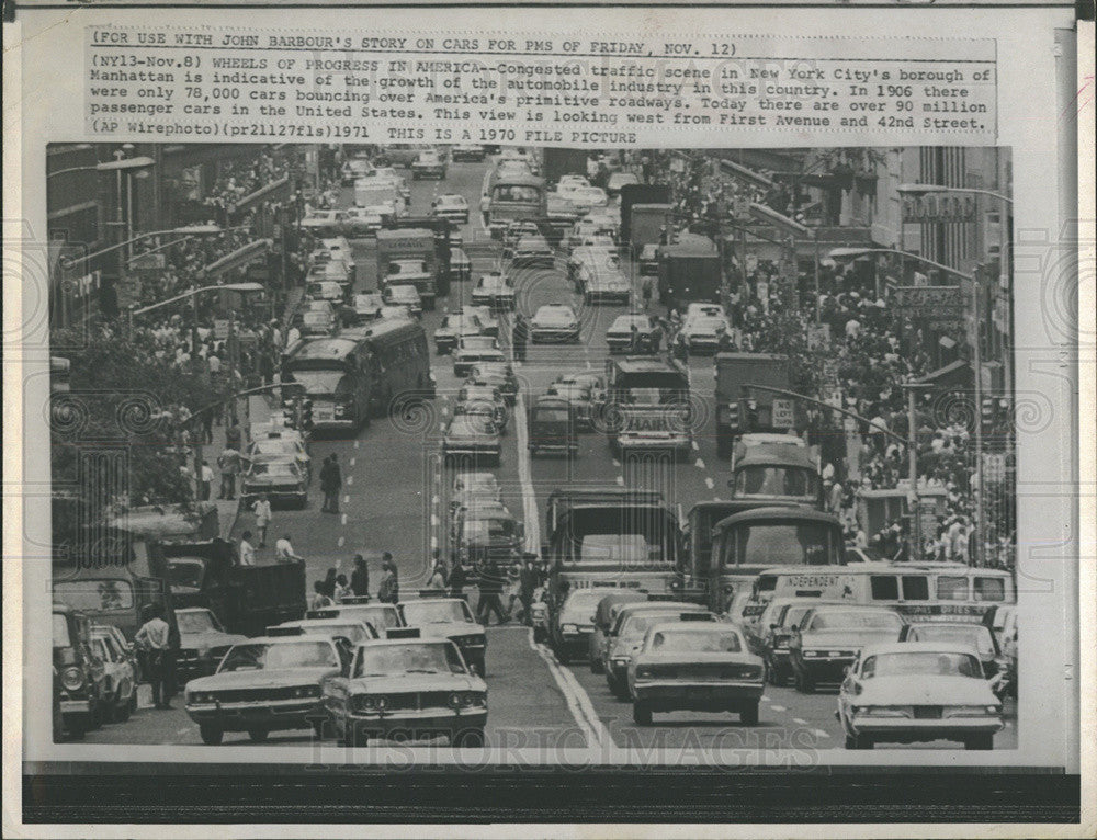 1970 Press Photo New York City Manhattan Automobile Traffic - Historic Images