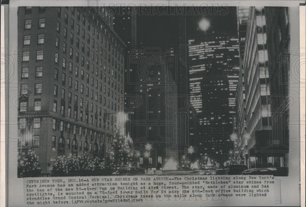 1985 Press Photo Christmas Lighting New York Park Avenue Bethlehem Star - Historic Images