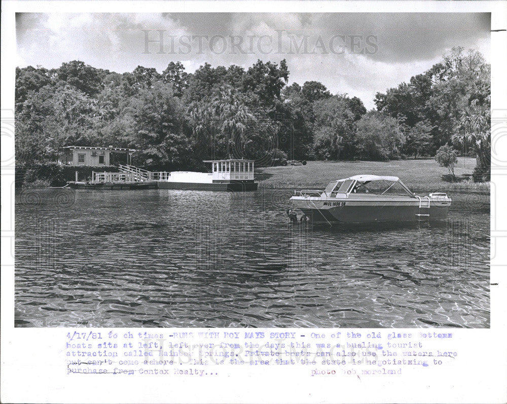 1981 Press Photo Glass Bottom Boat Rainbow Springs Florida Tourism - Historic Images