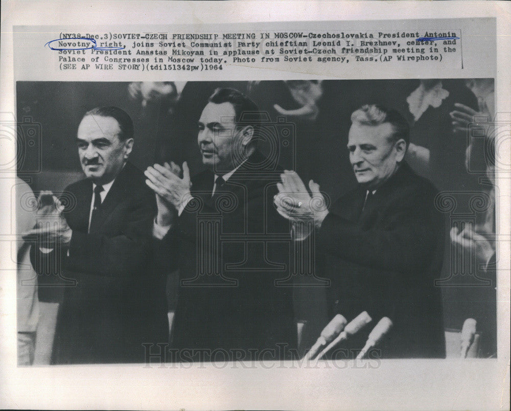 1964 Press Photo President Antonin Novotny Czechoslovakia Leonid Brezhnev - Historic Images