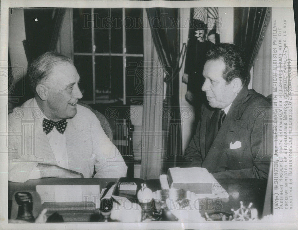 1944 Press Photo President Roosevelt and Mexican Minister  Ezequiel Padilla. - Historic Images