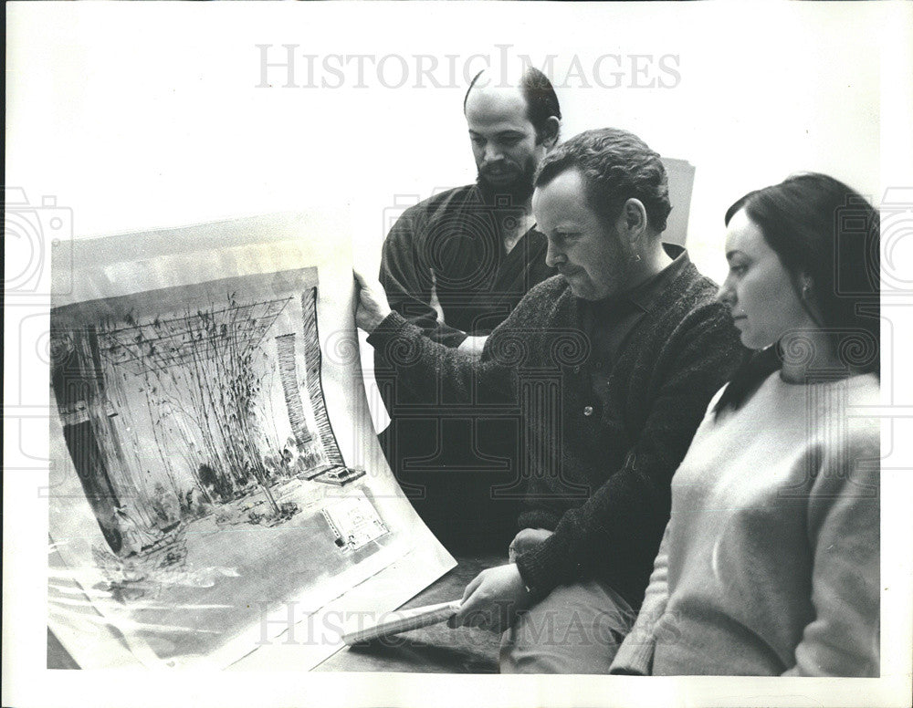 1965 Press Photo William Pappas, Douglas Rain and Daryle Ann Corr rehearsal room - Historic Images