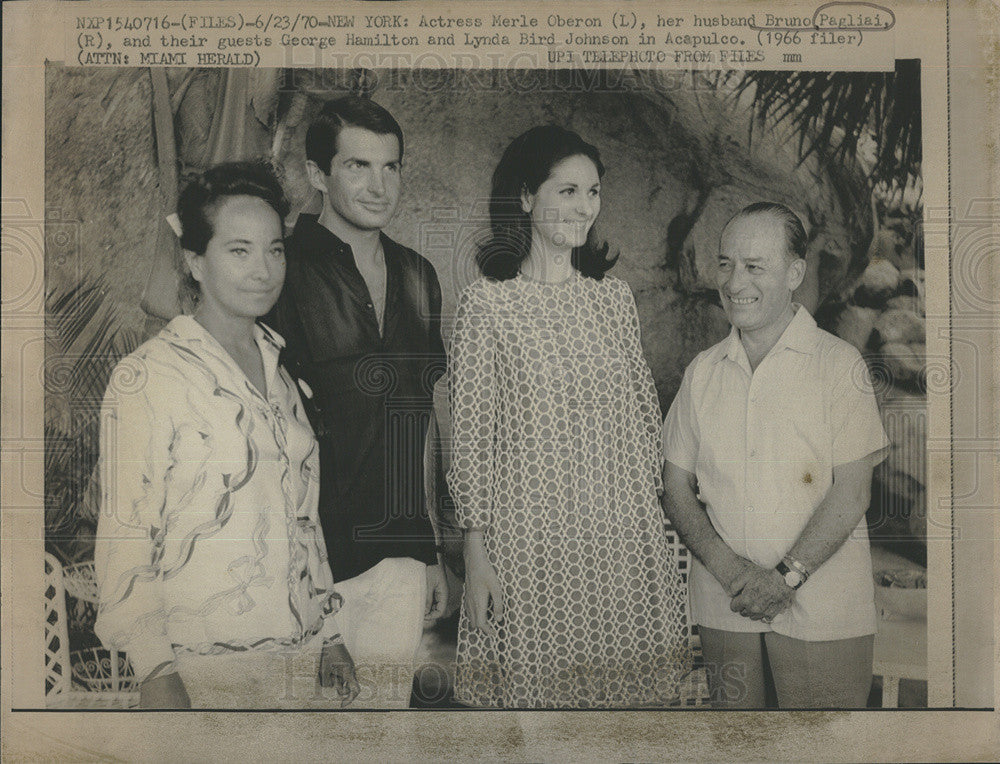 1970 Press Photo Merle Oberon  Actress Bruno Pagliai Husband George Hamilton - Historic Images