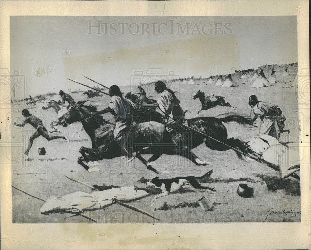 1961 Press Photo Frederic Remington, Indian Village Routed - Historic Images