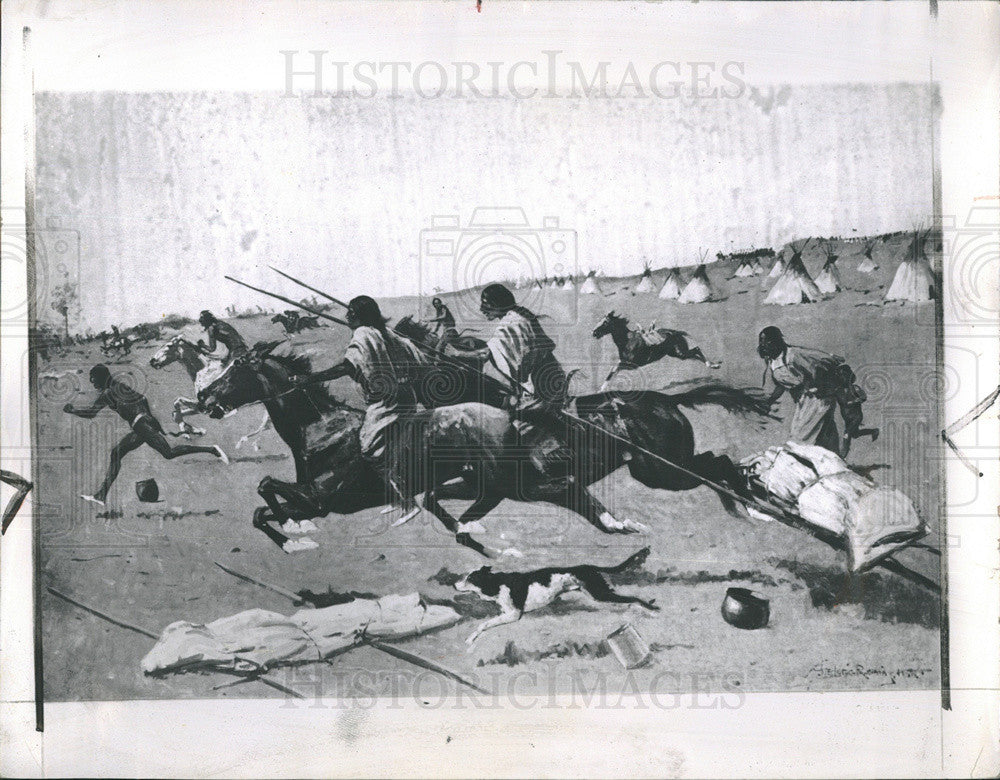 1961 Press Photo Indian Village Routed by Frederic Remington - Historic Images