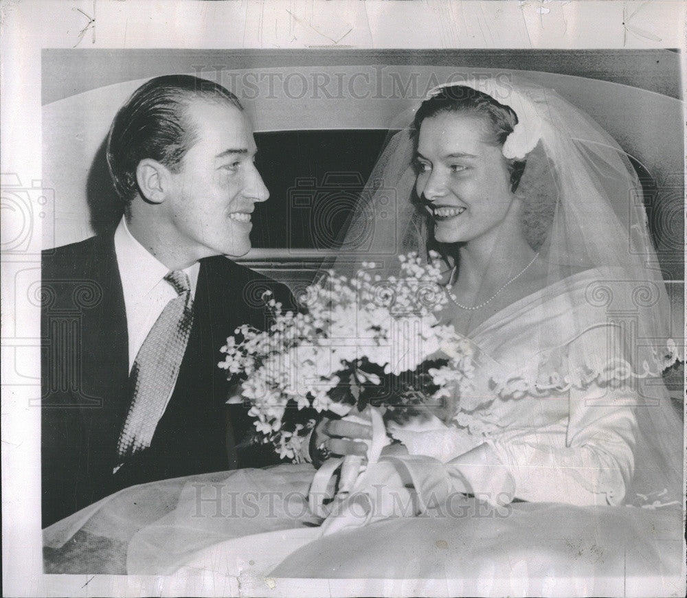 1955 Press Photo Lord Porchester bride Jean Wallop son Earl Carnavron ...