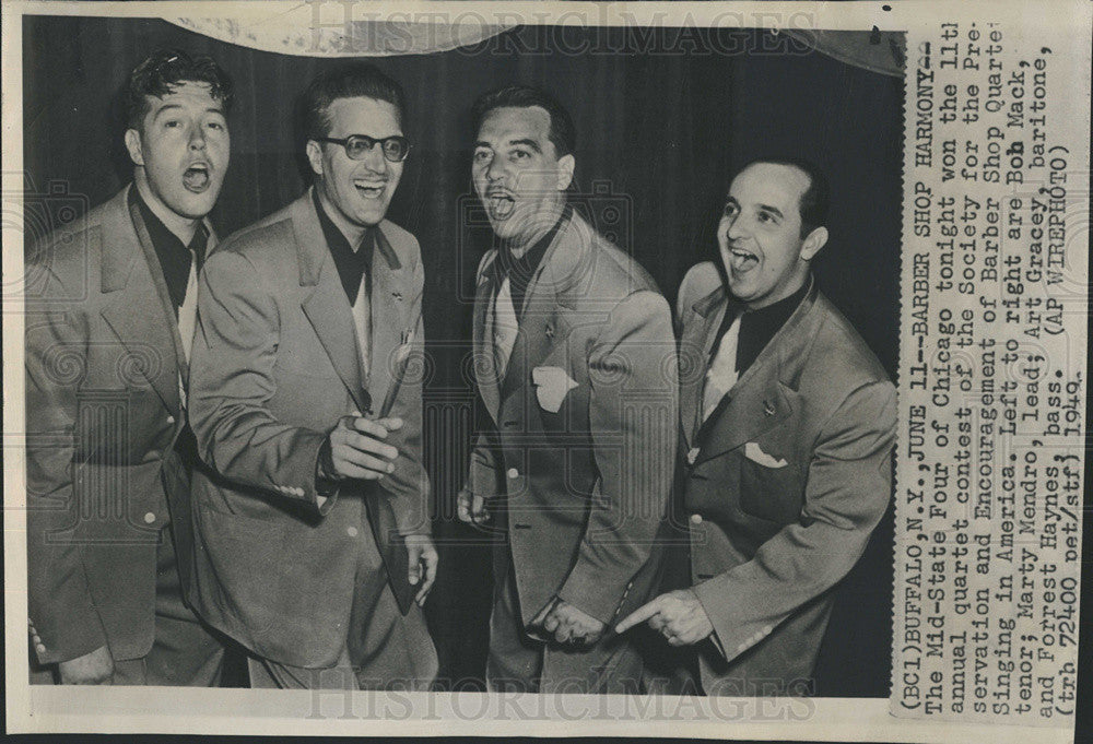 1949 Press Photo Mid-State Four of Chicago, Bob Mack, Marty Mendro, Art Gracey - Historic Images