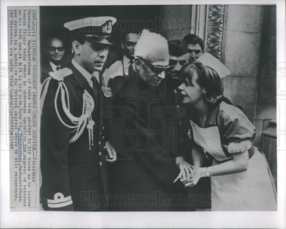 1965 Press Photo Indian President Sarvepalli Radhakrishnan, London Clinic - Historic Images