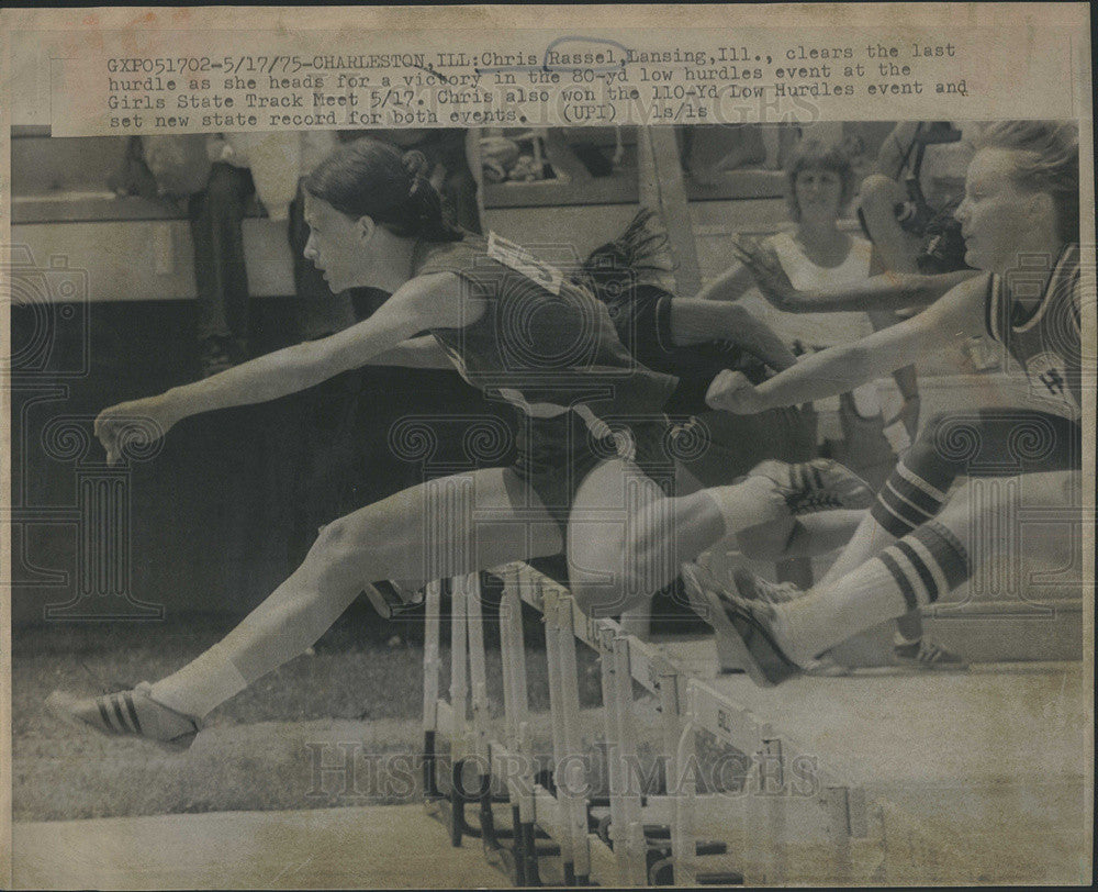 1975 Press Photo Chris Rassel, 80-Yard Low Hurdles - Historic Images