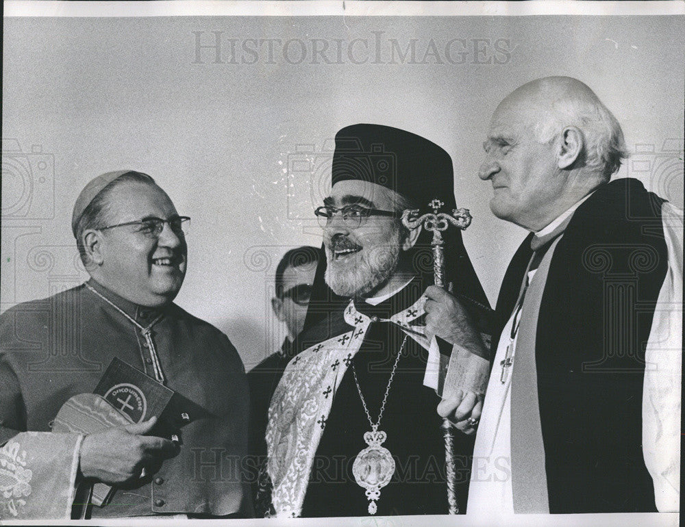 1967 Press Photo Cardinal Cody, Archbishop Iakovos, Dr Arthur Michael Ramsey - Historic Images