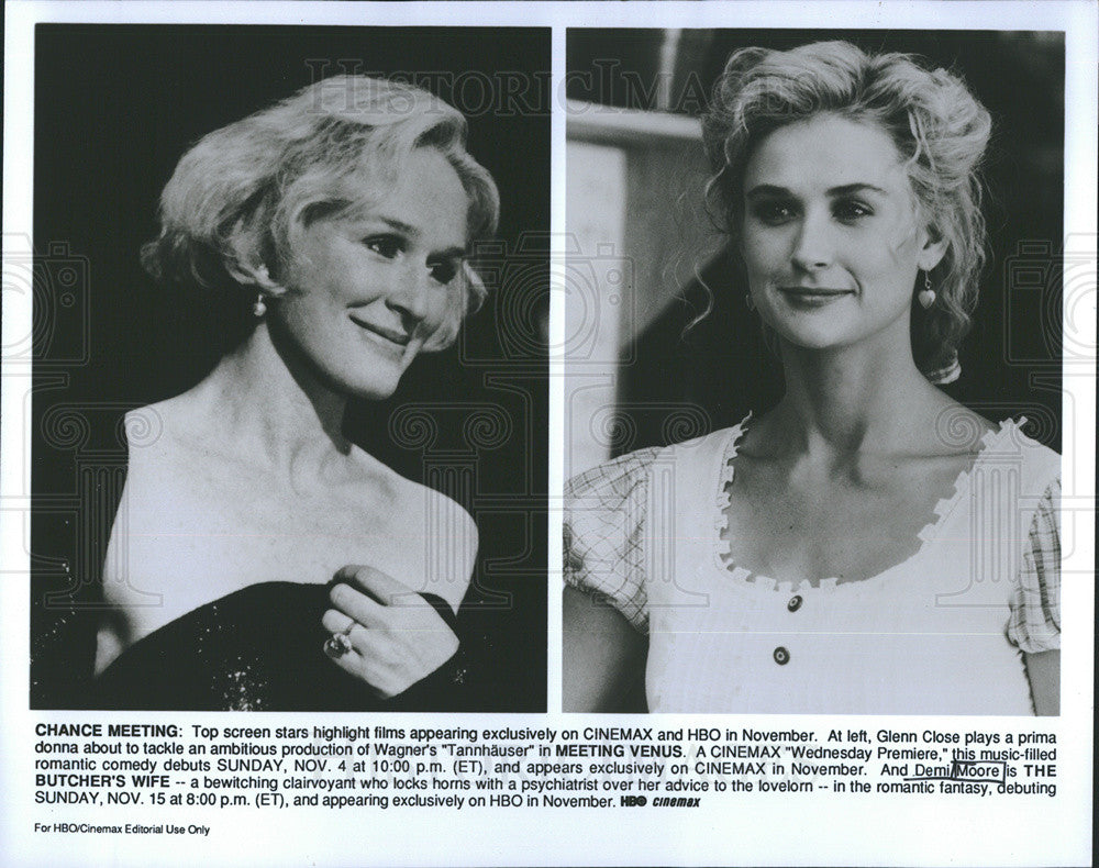 Press Photo Actresses Glenn Close Demi Moore Different HBO Films Meeting Venus - Historic Images