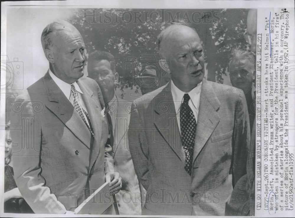 1955 Copy of 1952 Press Photo President Dwight Eisenhower Writer Relman Morin - Historic Images