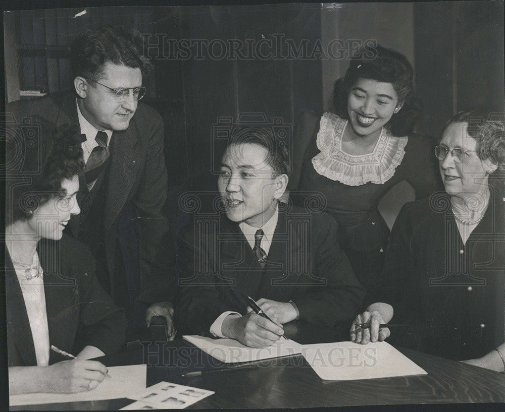 1945 Press Photo First Baptist Church Reverend Jitsuo Morikawa Plan Celebration - Historic Images