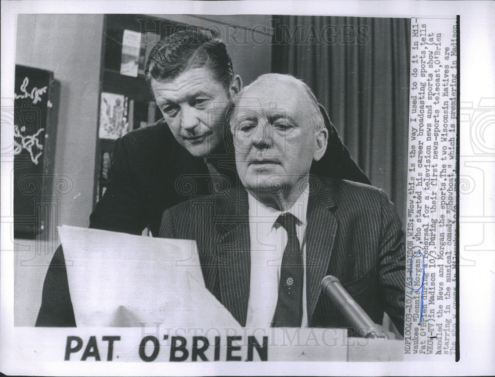 1963 Press Photo Wisconsin Natives Actors Dennis Morgan (L) &amp; Pat O&#39;Brien - Historic Images