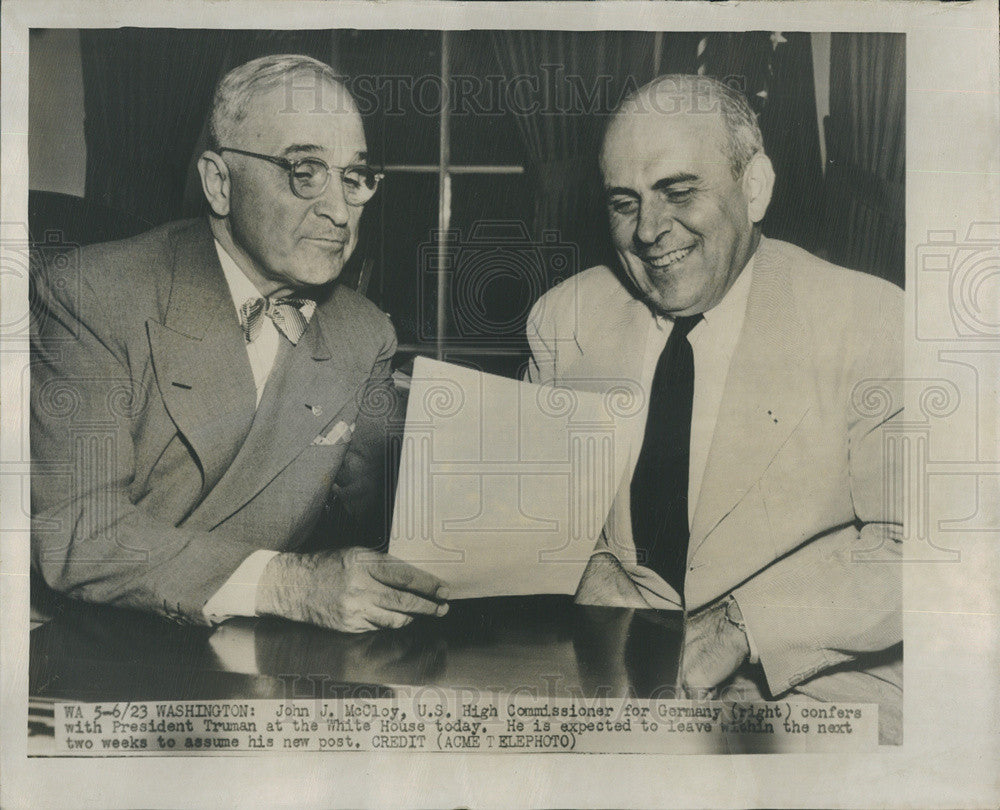 Press Photo US High Commissioner For Germany John McCloy President Harry Truman - Historic Images