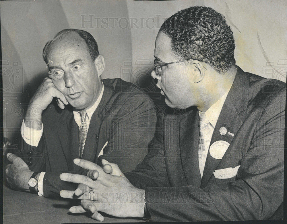 1956 Press Photo Adlai E. Stevenson Charles Diggs Jr. - Historic Images