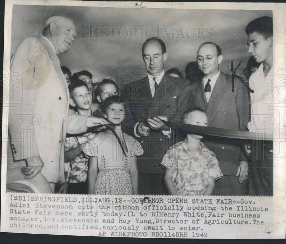 1949 Press Photo Gov Adlai Stevenson, Illinois State Fair - Historic Images