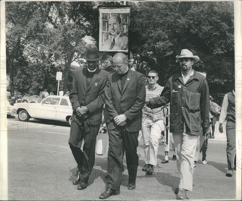 1965 Press Photo Mourners, Marchers, Adlai Stevenson - Historic Images