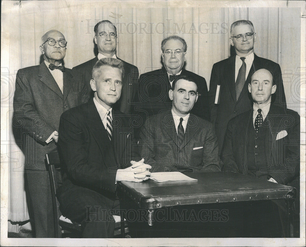 1955 Press Photo Duncan Littlefair, Walter Wagoner, Adlai Stevenson - Historic Images