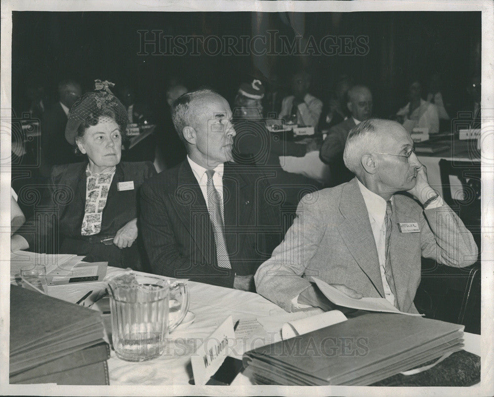 1957 Press Photo Anne O&#39;Hare McCormick, Archibold MacLeish &amp; William Lewis - Historic Images