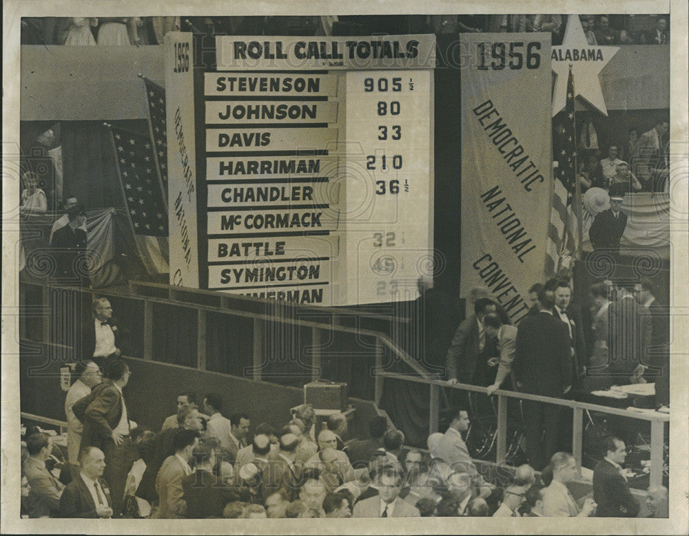 1956 Press Photo Democratic National Convention Tote Board Chicago Stevenson - Historic Images