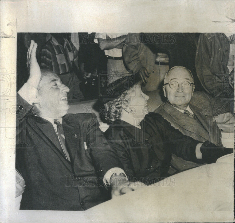 1956 Press Photo Nominee Adlai Stevenson With Former President Truman And Wife - Historic Images