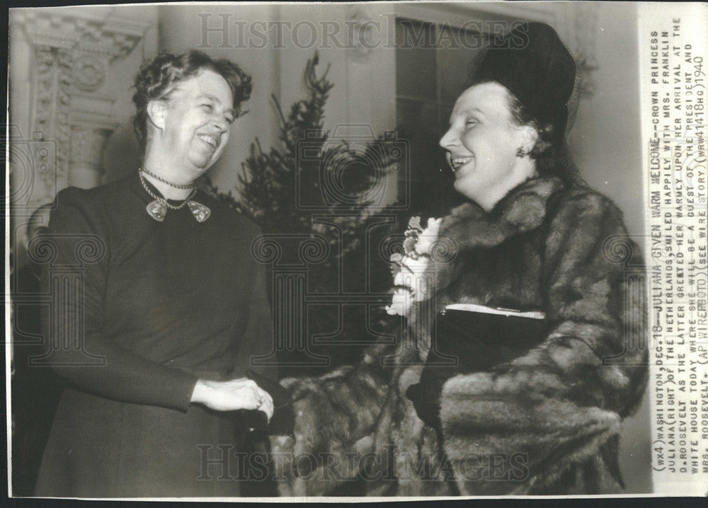 1940 Press Photo Mrs Franklin Roosevelt Welcomes Princess Juliana - Historic Images