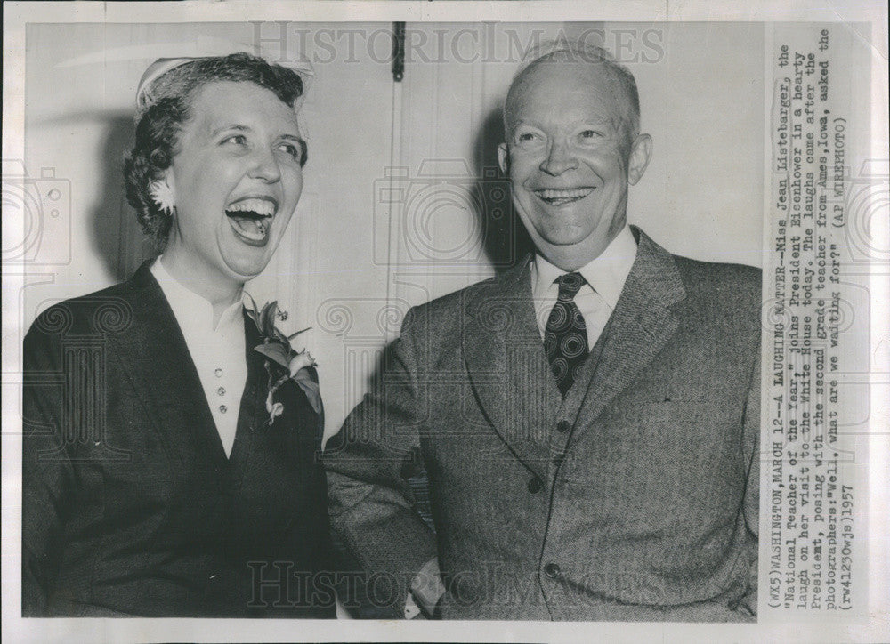 1957 Press Photo National Teacher Of The Year Jean Listeburger - Historic Images