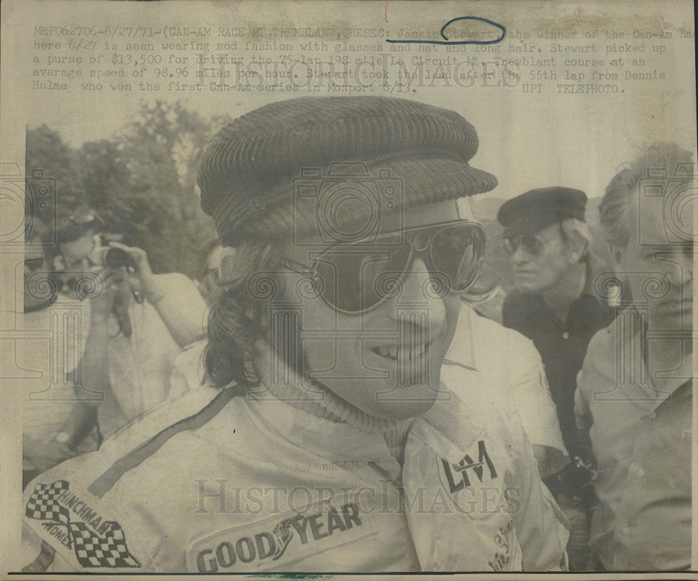 1971 Press Photo Jackie Stewart Race Car Driver Winner Can-Am Mt. Tremhlan - Historic Images