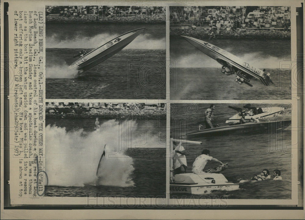 1973 Press Photo Dick O&#39;Neill/Boat Racing Crash - Historic Images