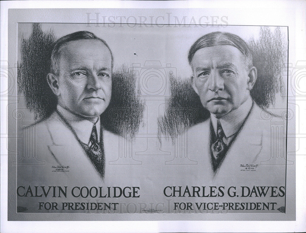 1960 Press Photo Calvin Coolidge for President Charles Dawes for vice President - Historic Images