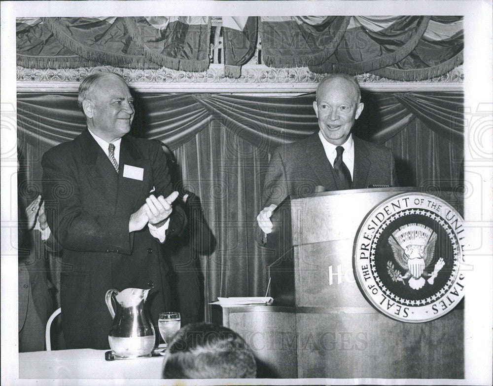 1960 Press Photo Pres Polish American Council Karol Rozmarek and Pres Eisenhower - Historic Images