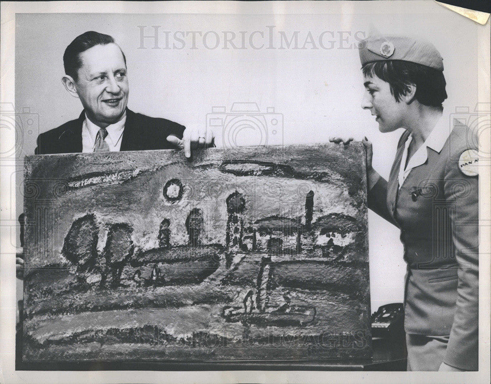 1958 Press Photo Roualt Painting Insured by Collector Carleton Smith - Historic Images