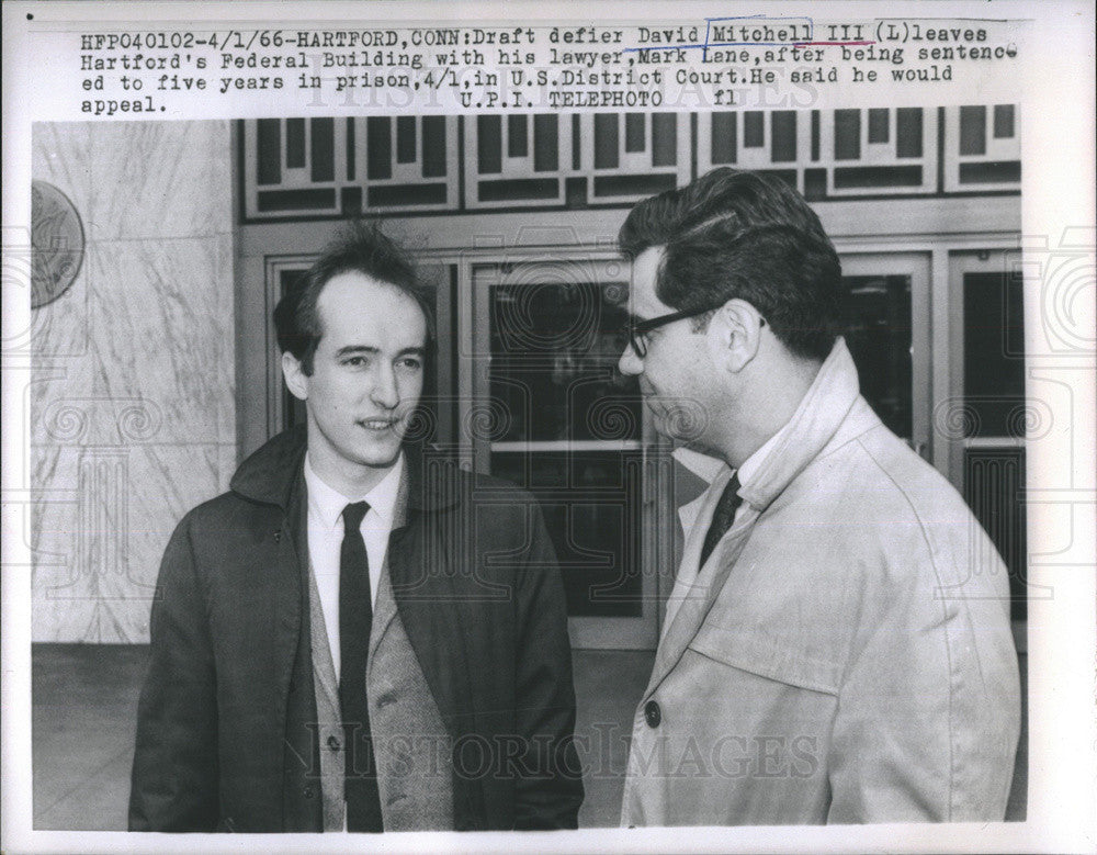 1966 Press Photo Draft Defier David Mitchell III Sentenced 5 years in Prison - Historic Images