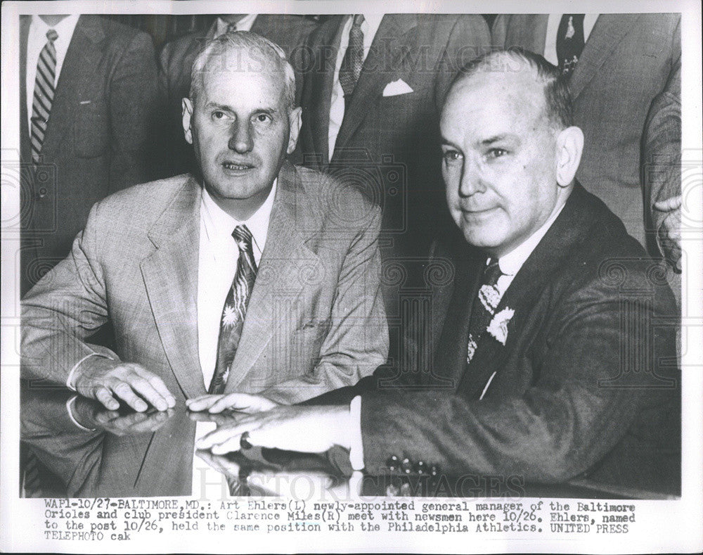 Press Photo Baltimore Orioles General Manager Art Ehlers Baseball - Historic Images