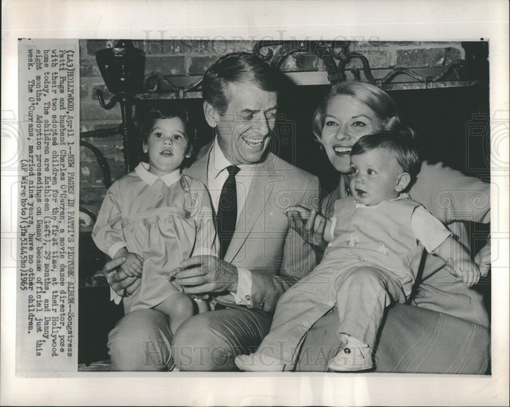 1965 Press Photo Patti Page &amp; Charles O&#39;Curran with Adopted Children - Historic Images